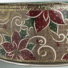 3 Rolls Kirkland Wire Edged Gold Trimmed Poinsettia Ribbon 50 Yards 2.5 inches Perfect for Christmas Bows