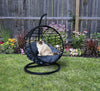 B.U.STYLE Cat Bed Basket Swinging Pet House Nest for Small Pets Round Black with Cushion