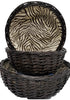 Lamont Zaharra 3-Piece Round Basket Set with Zebra Lining in Chocolate Wicker