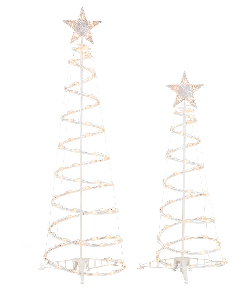 Holiday Time Light-Up 3' and 4' Clear Spiral Christmas Trees (set of 2)