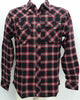 Dickies Men's Flannel Long Sleeve Button Down Shirt Black with Red, Large