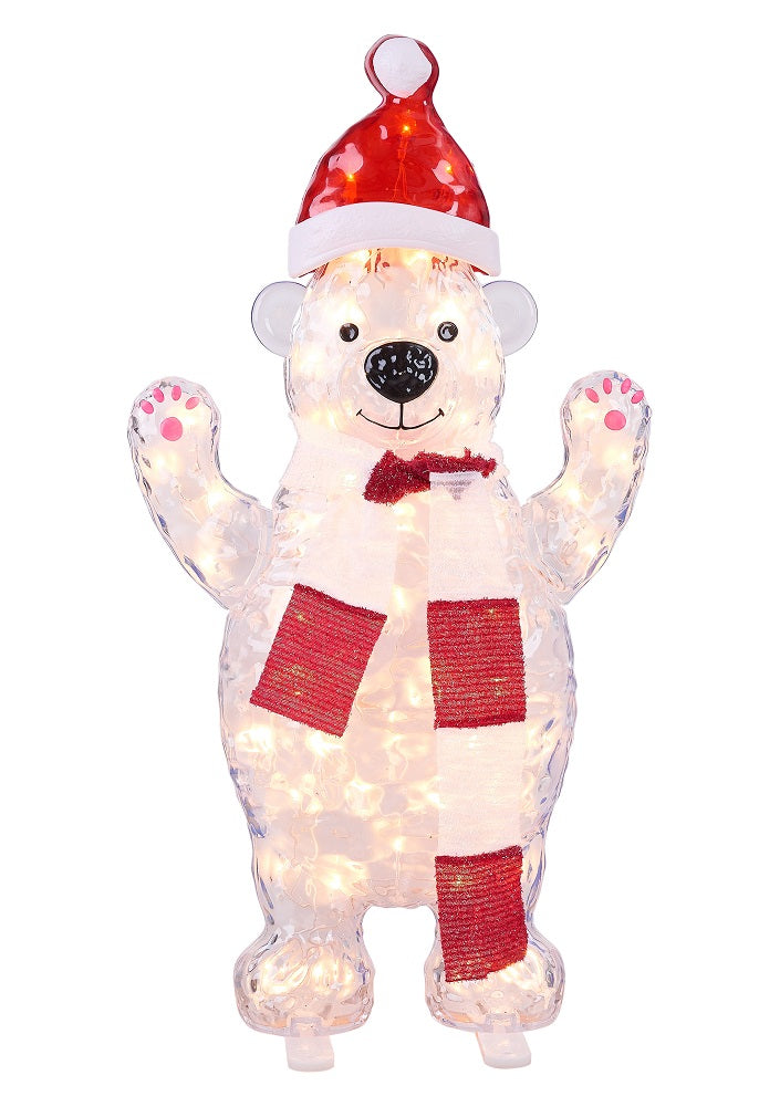 Holiday Time Light-up Standing Icy Polar Bear Decoration, 30" Tall