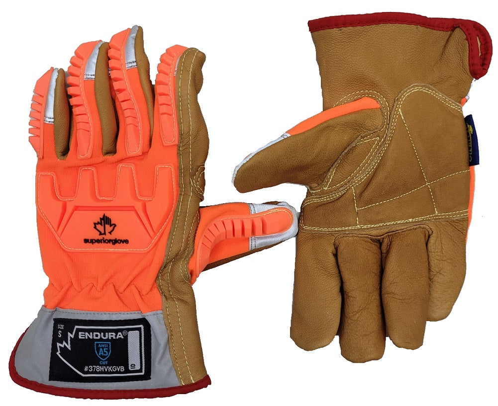 Endura Oilbloc Goatskin Kevlar-Lined Anti-Impact Driver Gloves Orange 2XL
