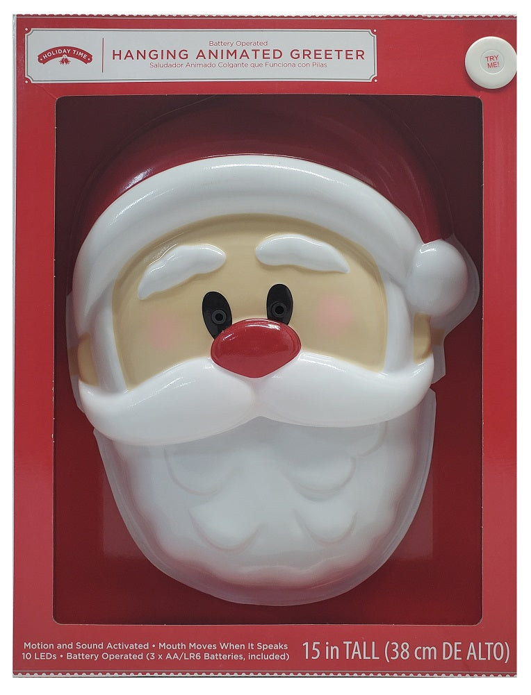 Holiday Time 15" Santa Hanging Animated Greeter