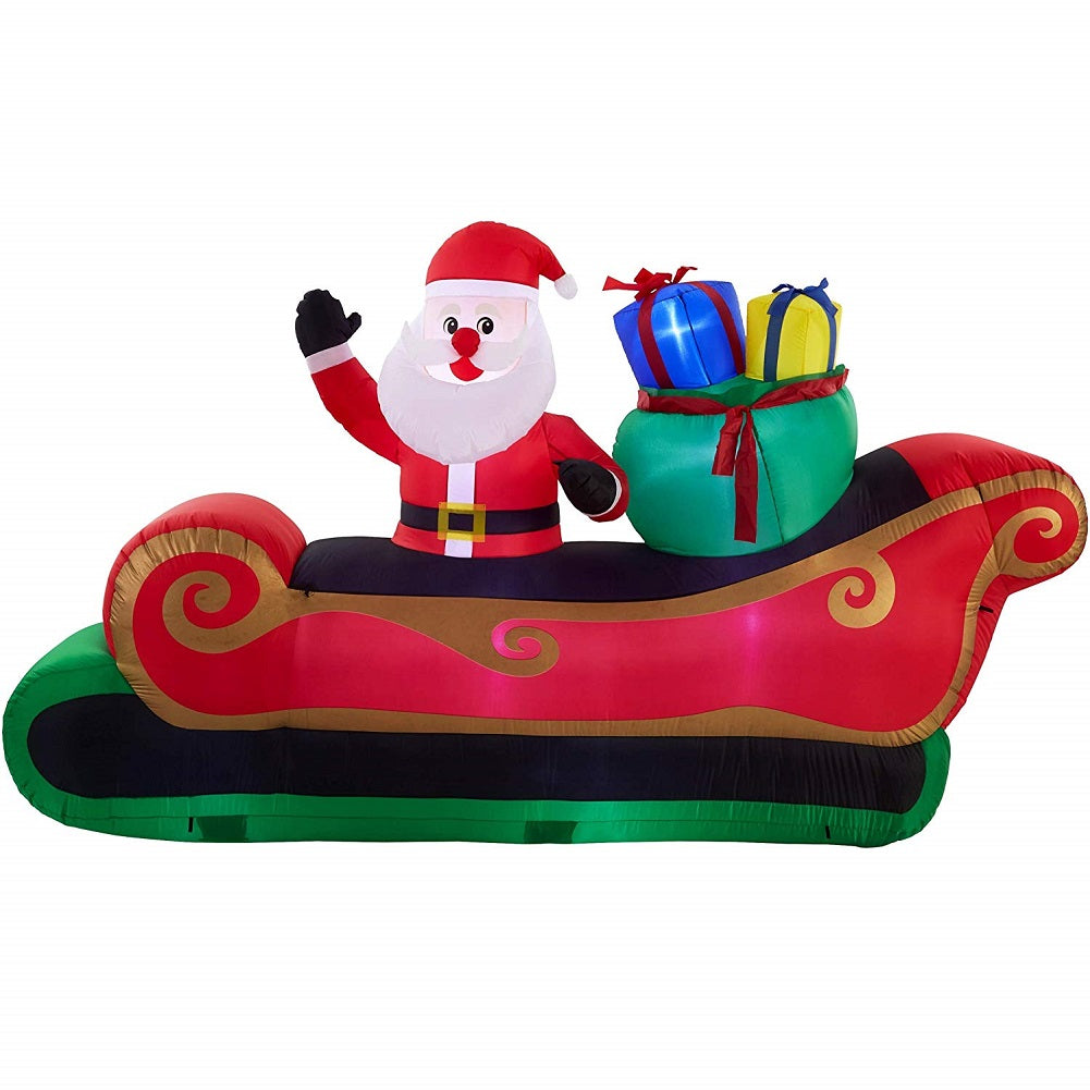 Holiday Time Airblown Inflatable Santa in Sleigh Gift Sack, 10 Ft