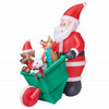 Santa's Wheelbarrow O' Pups Christmas Holiday Yard Decoration Inflatable, 7 Feet Tall