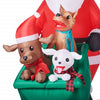 Santa's Wheelbarrow O' Pups Christmas Holiday Yard Decoration Inflatable, 7 Feet Tall