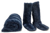 Adrienne Landau Faux Fur Throw and Medium Booties Set, Sapphire Stone