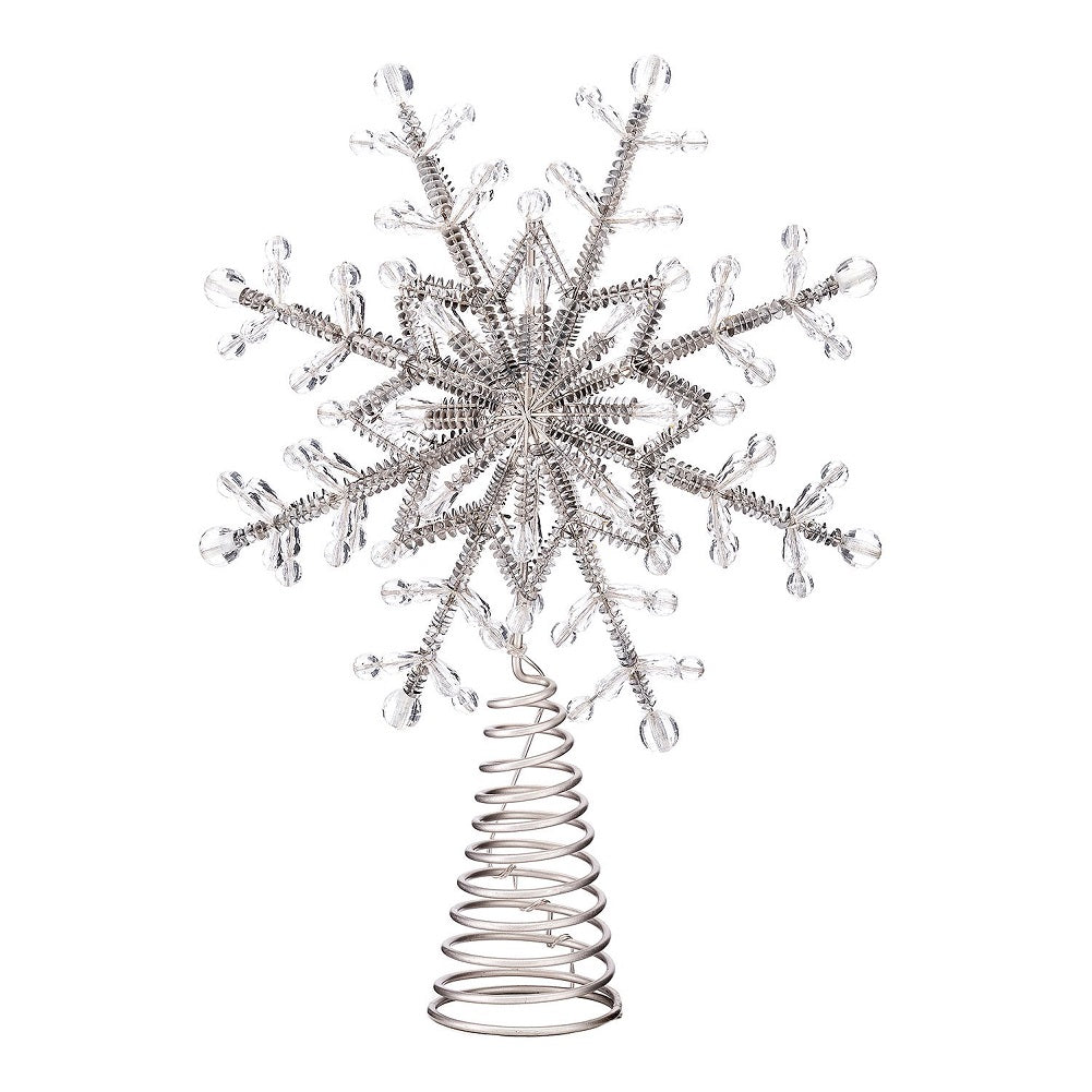 Member's Mark 16" Pre-Lit Decorative LED Tree Topper, Beaded Star (Silver)