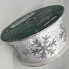 Kirkland Wire Edged Ribbon Silver Glitter Snowflakes on White 50 yards 2.5 inches