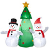 Gemmy Airblown Snowman Family Scene Around Christmas Tree Christmas Decoration