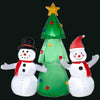 Gemmy Airblown Snowman Family Scene Around Christmas Tree Christmas Decoration