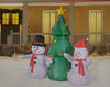 Gemmy Airblown Snowman Family Scene Around Christmas Tree Christmas Decoration