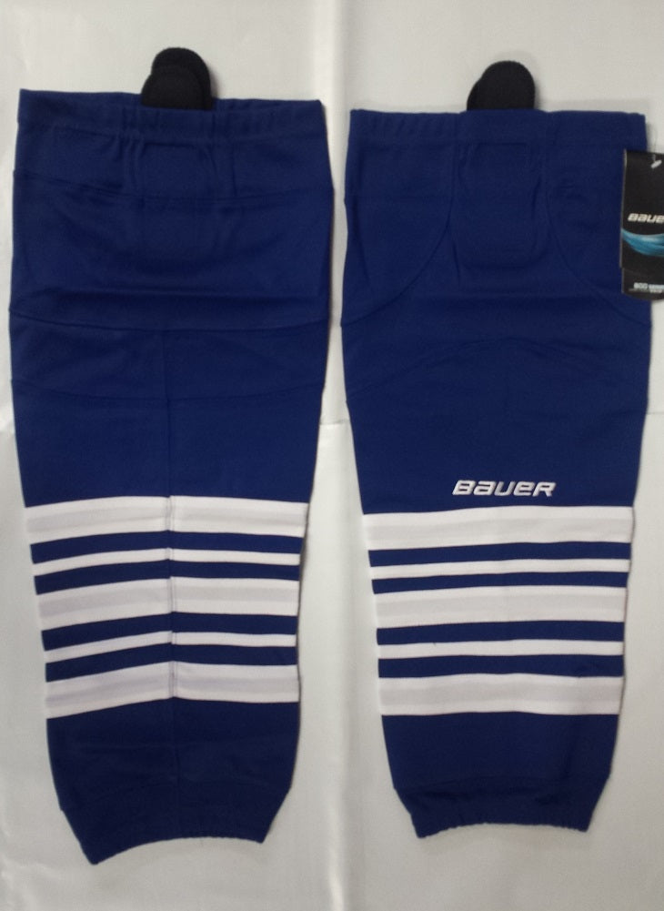Bauer 800 Series Senior Ice Hockey Sock Blue with White Stripes L XL