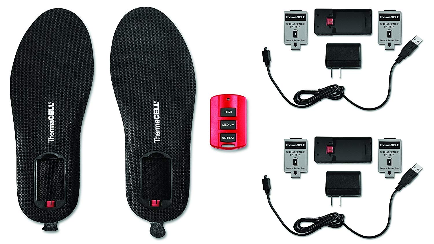 ThermaCELL ProFLEX Remote-Control Heated Insoles Bundle with Extra Battery Pack, XXL