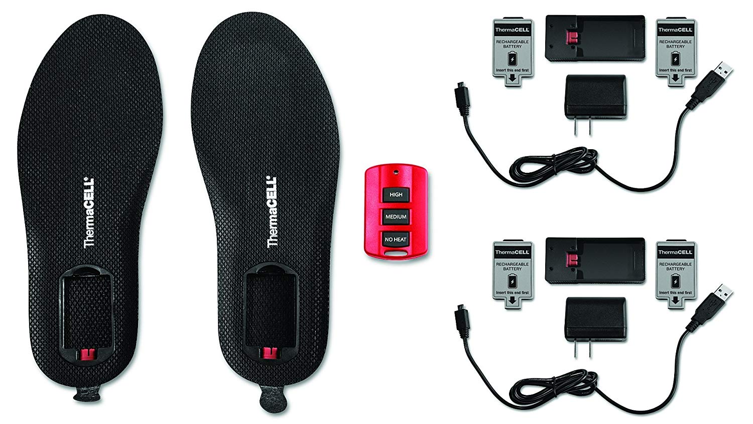ThermaCELL ProFLEX Remote-Control Heated Insoles Bundle with Extra Battery Pack, S