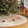 Adjustable Luxury Christmas Tree Skirt, Gold with Red and Gold Snowflakes