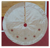 Adjustable Luxury Christmas Tree Skirt, Gold with Red and Gold Snowflakes