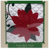 Adjustable Luxury Christmas Tree Skirt, White & Red Skirt with Red Poinsettia