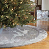 Adjustable Luxury Christmas Tree Skirt, Silver with Glitter Reindeer