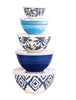 Tropicla Ikat 10-Piece Melamine Mixing Bowl Set with Lids, Blue Tropical