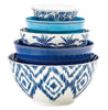 Tropicla Ikat 10-Piece Melamine Mixing Bowl Set with Lids, Blue Tropical