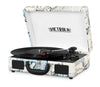 Portable Victrola Suitcase Record Player w/ Bluetooth & 3 Speed Turntable Retro Map