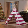 TurtlePlay Kid's Pink Stripe 6 FT Tall LED Teepee