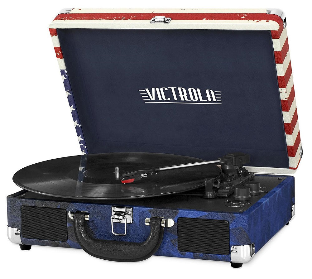 Portable Victrola Suitcase Record Player w/ Bluetooth & 3 Speed Turntable USA