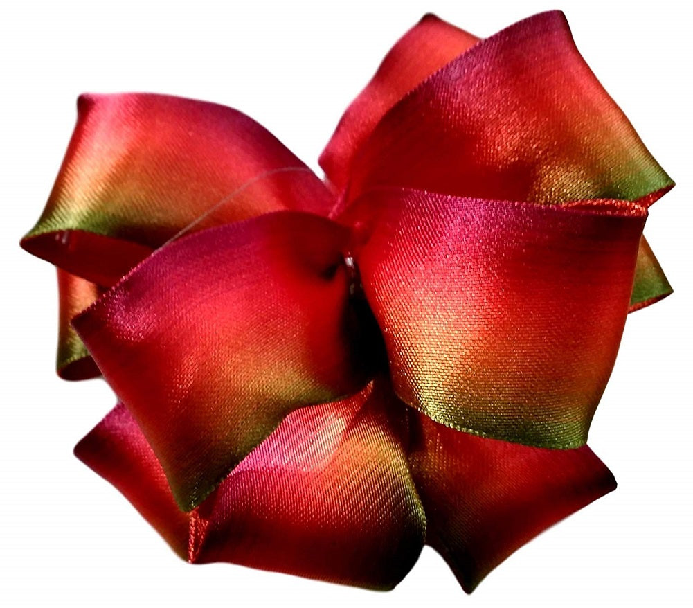 Kirkland Wire Edged Ribbon Red Green Gradient Double Sided Reversible Satin 50 yards Perfect Bow for Holiday