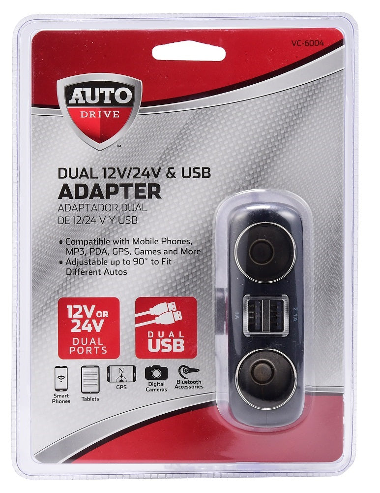 Auto Drive Dual 12V and  24V with USB Adapter