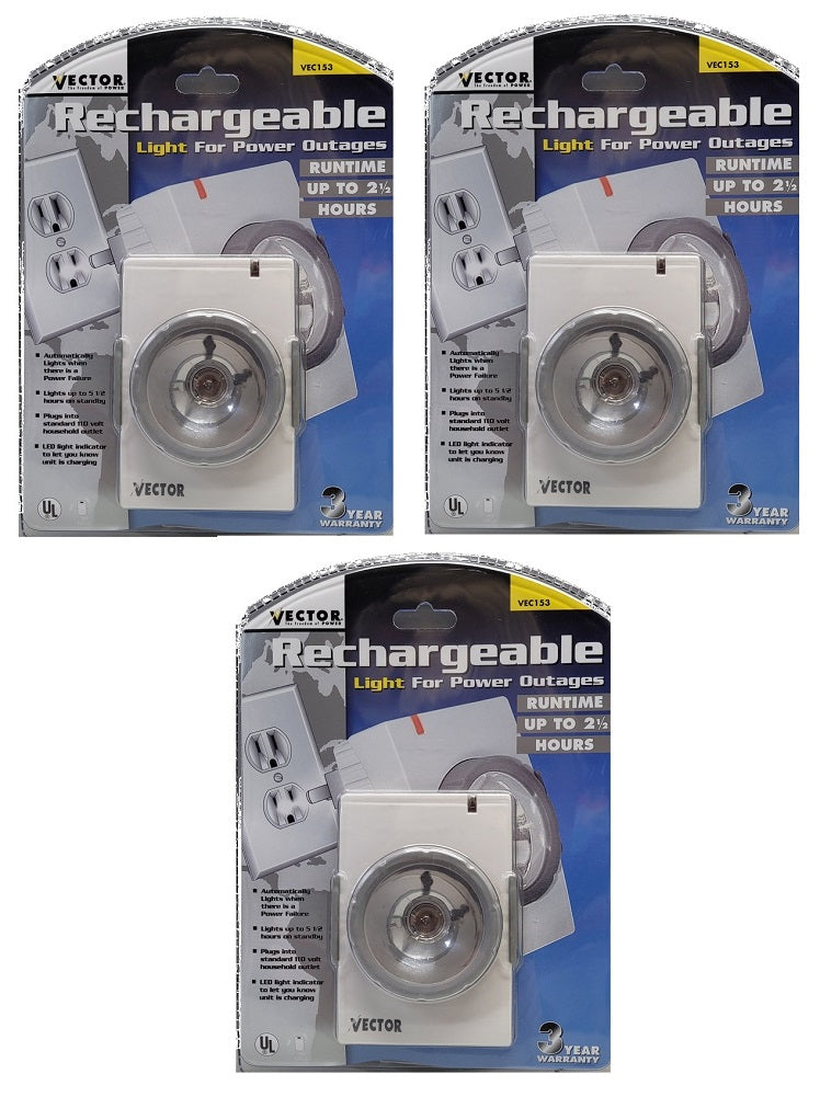 Vector Rechargeable Light for Power Outages VEC153 (3-Pack)