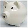 White Ceramic Piggy Bank Large 8" H x 10" L