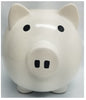 White Ceramic Piggy Bank Large 8" H x 10" L