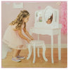 Teamson Kids Girl's Fashion Vanity Table & Stool Set White with Pink Trim