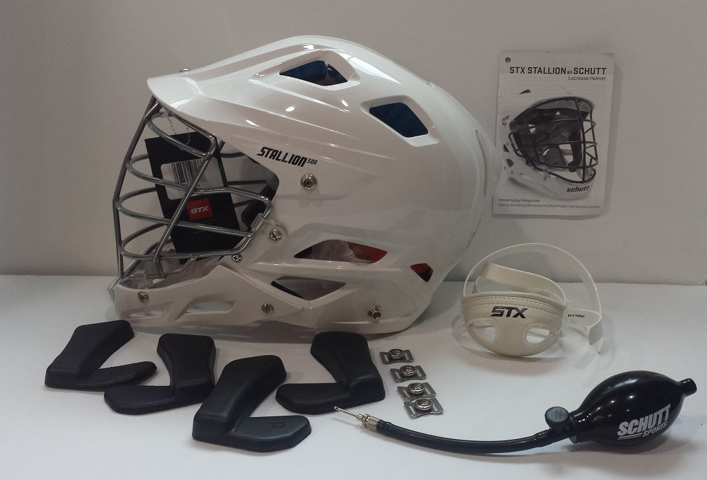 STX Lacrosse Stallion 500 Helmet White Helmet with Grey Face Mask, X-Large