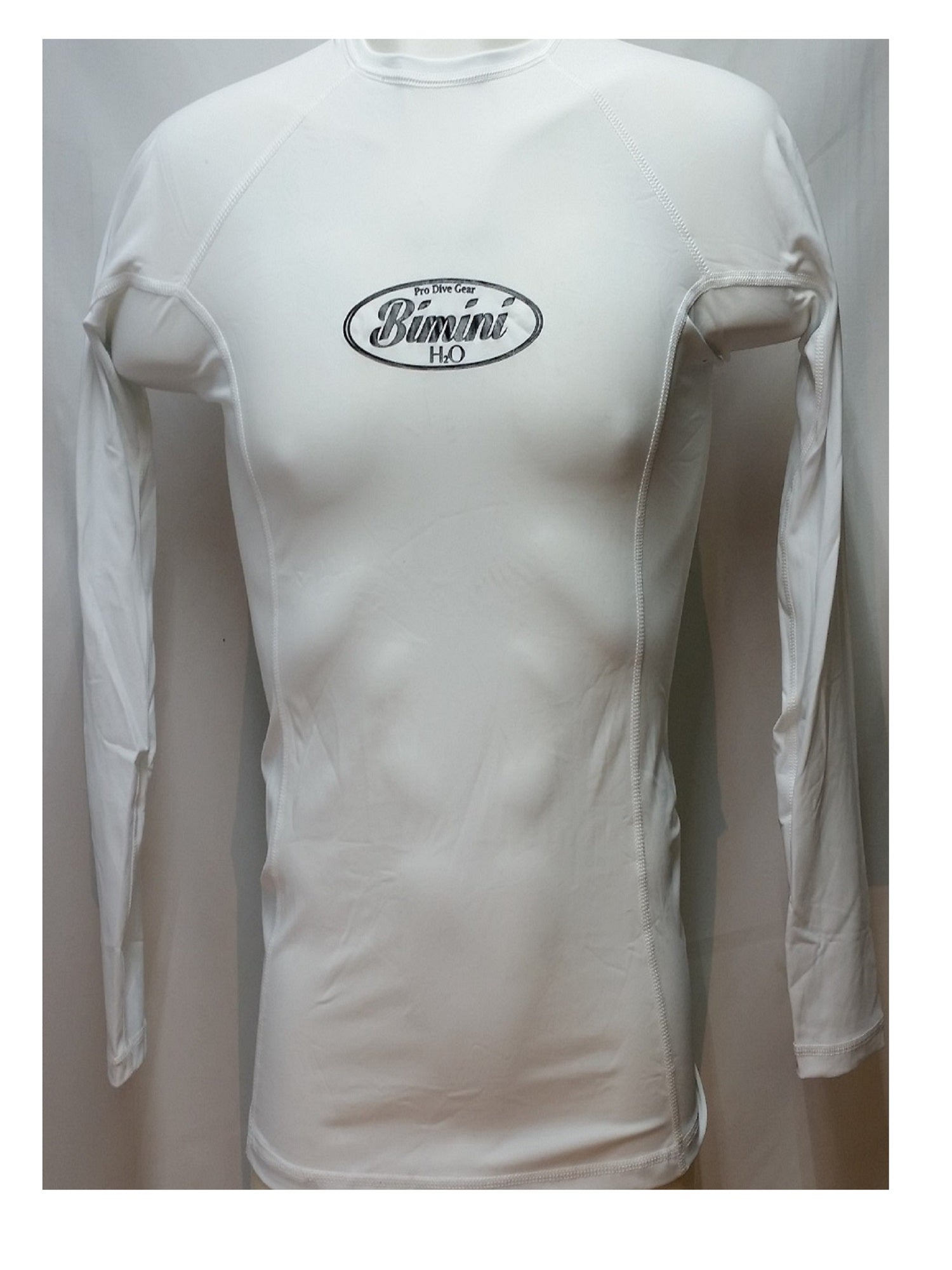 Bimini Dri-Fit Rash Guard Long Sleeve White Shirt, Large