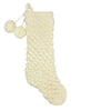 Wondershop 19" Hand Knit Christmas Stocking with Pom Pom Accents, Cream