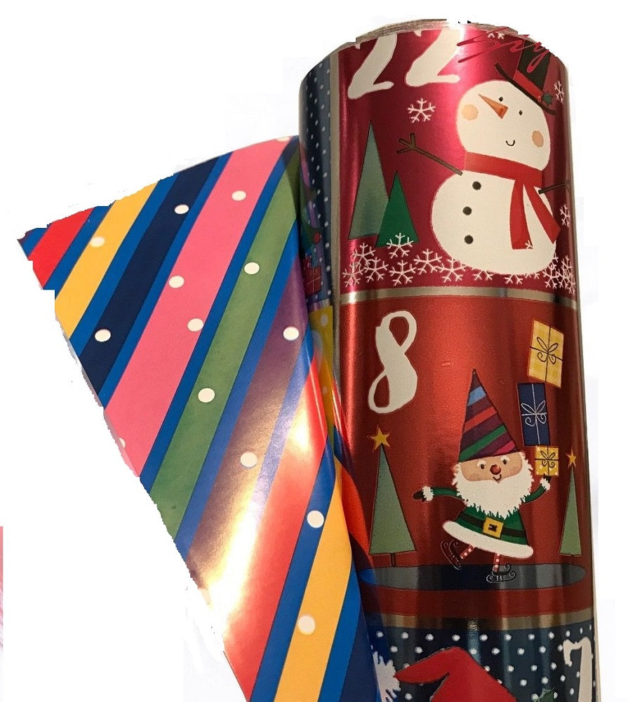 Double Sided Christmas Wrap Foil Christmas Countdown/Paper Stripes 269 sq ft