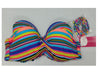 Women's Push-Up Underwire Strapless Bikini Top Multi-Color Stripes , XSmall