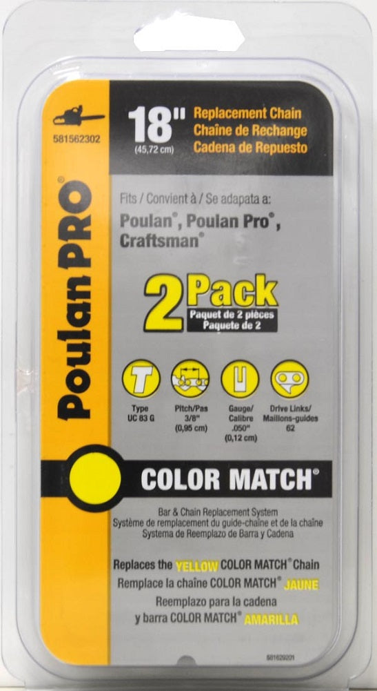 Poulan Pro 18" Replacement Chainsaw Chain 2-Pack