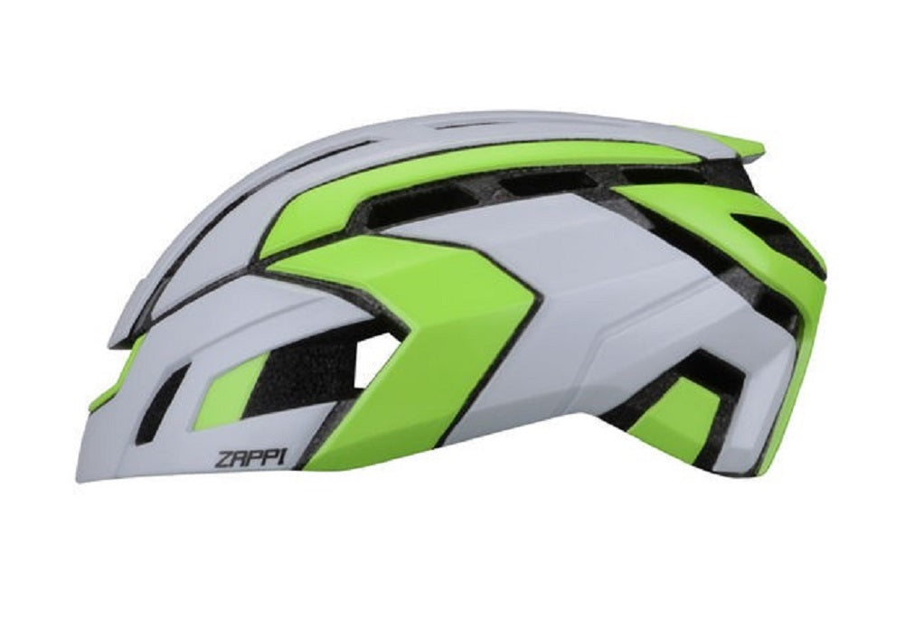 NOW ZAPPI Bike Cycling Helmet - Aerodynamic Bicycle White/Neon Green S/M